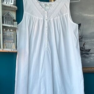 Vintage Eileen West White Cotton Prairie Nightgown | Medium |